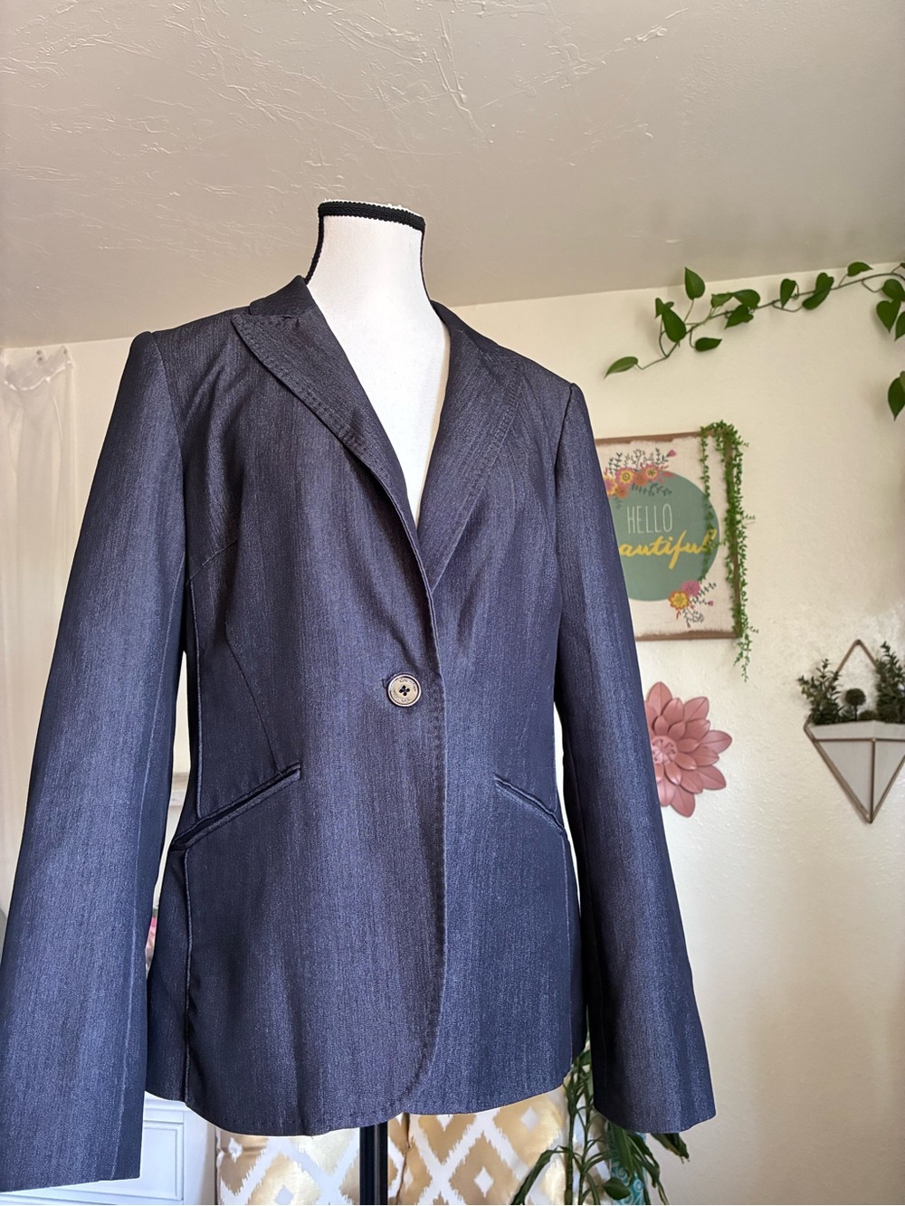 Calvin Klein Charcoal Single-Button Women's Blazer Size 8